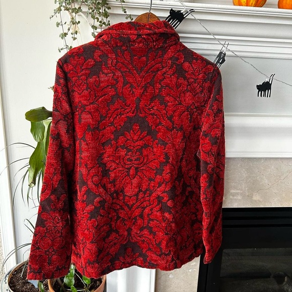 Y2K Indigo Moon Orange Brocade Beaded Collared Jacket - Picture 5 of 5